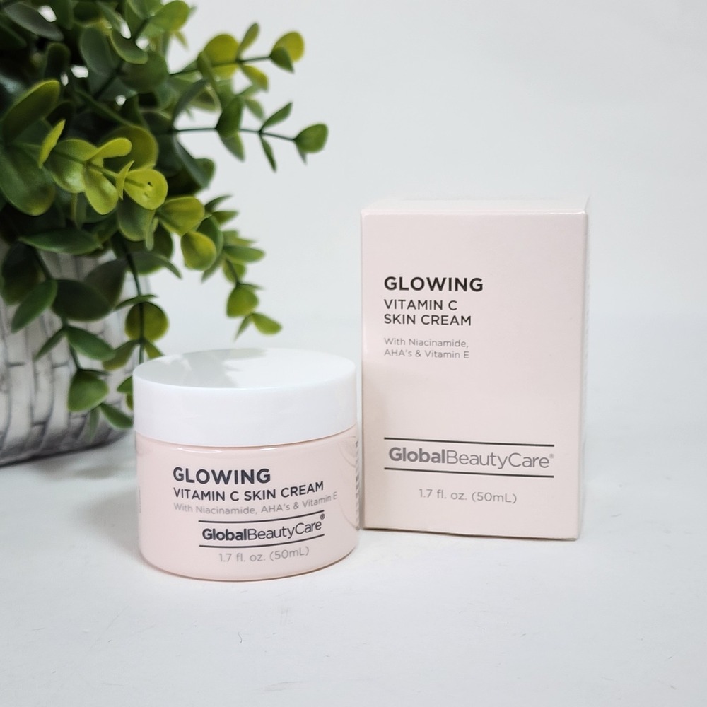 Global Beauty Care Glowing Vitamin C Skin Cream Niacinamide AHAs Vitamin E 1.7oz